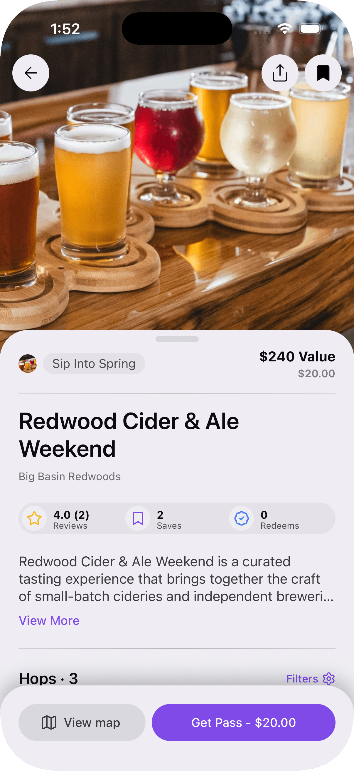 Media-rich PopHops mobile pass for Redwood Cider and Ale Weekend